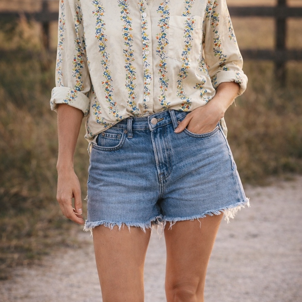 1970’s Hope Floats Western Y2K Womens Floral Button Up Shirt Cottagecore